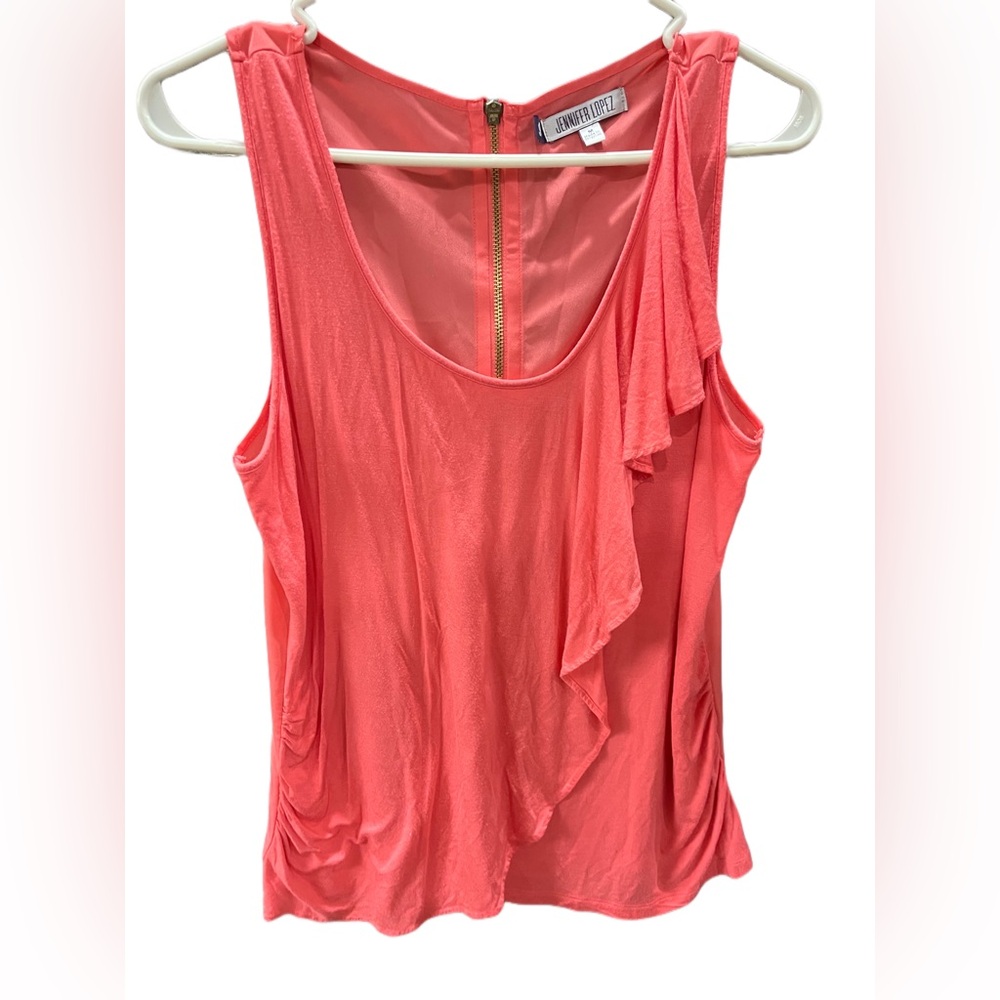 Jennifer Lopez Sleeveless Blouse with Ruffle. Size Medium